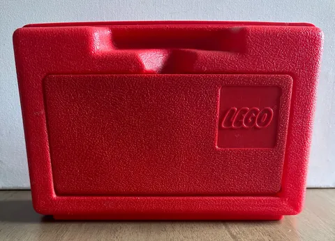 Vintage Lego RED Plastic Carrying Case Storage Box 1980s USA With Lego Blocks