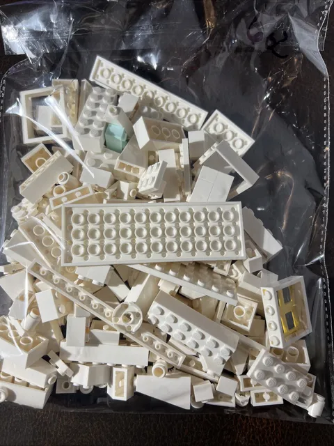LEGO White Bricks 6 oz Bulk Lot White Legos Window Round Square