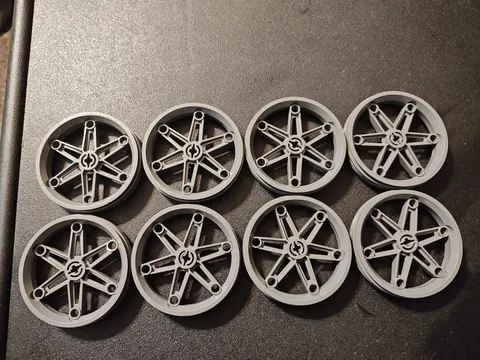 8 LEGO TECHNIC 2903 Large (61.6MM X 13.6MM) Dark Gray 6-SPOKE Motorcycle Wheels