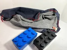 Lego Blue Denim Red Drawstring Storage Bag + 2 storage containers