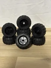 8x Lego Technic  Wheels & TiresBlack 37x18R Axle Hole Car Vehicle
