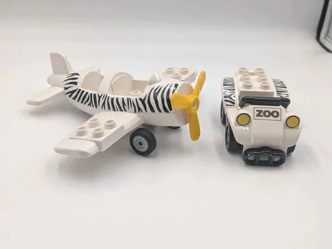 Duplo Lego Zoo Vehicles ATV Jeep & Airplane Replacement Piece Parts Lot Of 2 