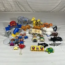 LEGO DUPLO Vintage Circus Zoo Safari Animals & Figures Lot of 30+ Pieces Printed
