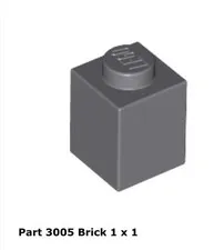LEGO Dark Bluish Gray 1x1 Brick (3005) - 100 New Pieces - Building Bricks