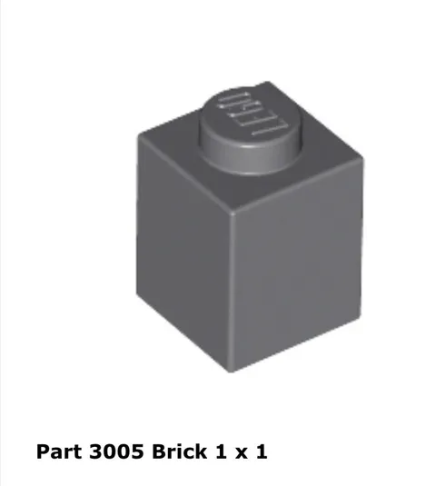 LEGO Dark Bluish Gray 1x1 Brick (3005) - 100 New Pieces - Building Bricks