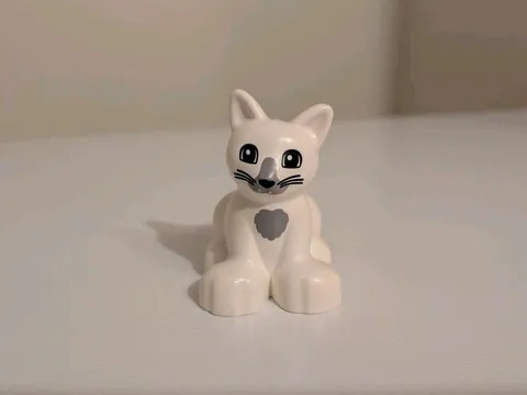 Lego Duplo Replacement white & gray KITTY CAT KITTEN Minifigure Minifig 17865