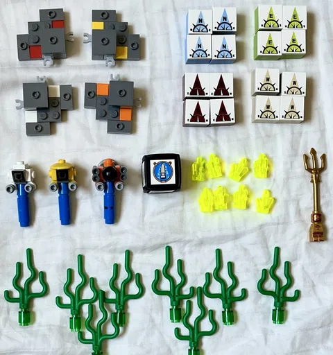 LEGO Lot of Atlantis Treasure 3851 Replacement Parts, Trident Microfigure 