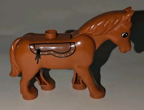 LEGO Duplo Dark Orange Sheriff Horse Movable Head Saddle Pattern Western Figure
