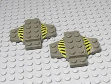 LEGO Rock Raiders Dome Plate Part Set of 2 Black Yellow Stripe Design