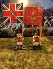 2x Minis 3rd Foot Guards 2.B Napoleonic British Infantry +2 Flags LEGO Flagpoles
