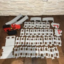 LEGO Duplo Motorized Red Locomotive Train & Gray Strait Rails Curve Tracks