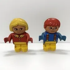 Vintage 1986 Lego Duplo 2" MiniFigs Girl & Boy Minifigures VTG - Rare Find.