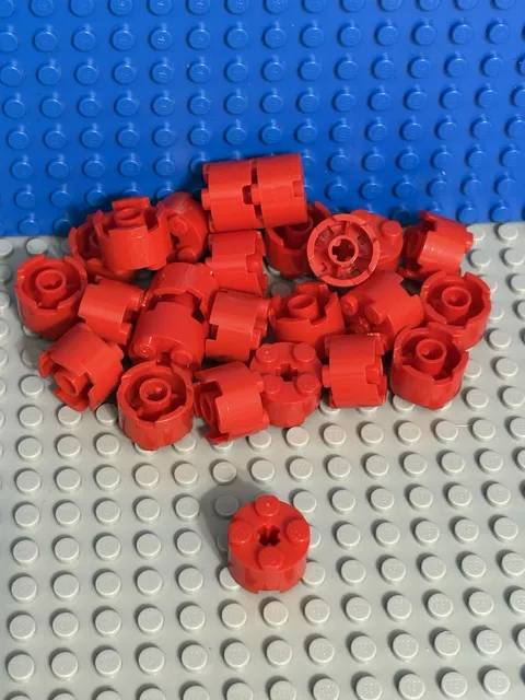 LEGO red Round 2 x 2 Plastic Building Pieces Bulk Lot in Bag - 25 pieces