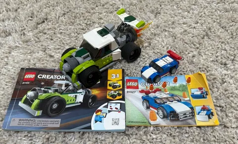 Lot 2 LEGO CREATOR 3 In 1 Rocket Truck 31103  &  Creator Blue Racer 31027