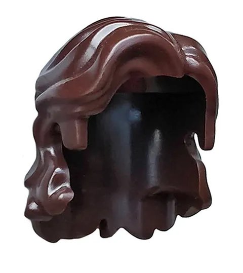 LEGO Dark Brown Minifigure, Hair Mid-Length Wavy with Center Part and Sidelocks