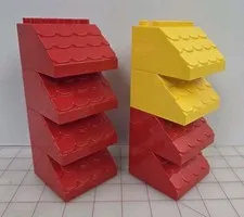 (8) Lego Duplo Item Shingled Roof 2x4 Yellow & Red