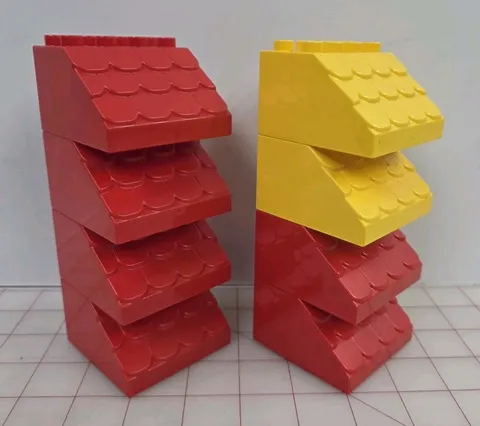 (8) Lego Duplo Item Shingled Roof 2x4 Yellow & Red