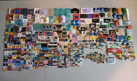 LEGO BULK LOT OF 900 DECORATIVE STICKER TILES SLOPES WEDGES BRICKS AND MORE