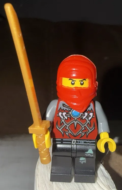 LEGO Red Ninja Custom Minifigure with Gold Sword