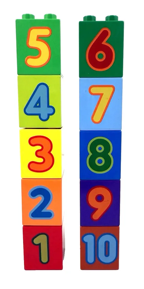 Lego Duplo Numbers 1-10 Pattern Counting 2x2x2 Bricks Blocks Lot of 10