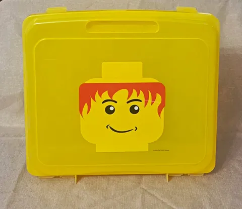 LEGO Minifigure Head Storage Carry Case Yellow Red Hair 2009 Large Bin