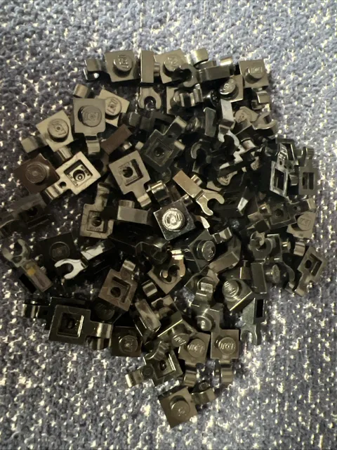LEGO 61252 Black Plate Modified 1x1 with Open O Clip Horizontal Grip 75 Pieces