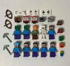 LEGO Minecraft Minifigures, Parts, & Accessories Lot (Steve, Alex +) READ DESCR…