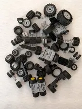 Lot of LEGO Tires Wheels and Axels Parts Pieces Various Sizes About 75 Pcs