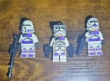 LEGO Star Wars Clone Trooper Minifigures Lot of 3 White & Purple w/ Blasters