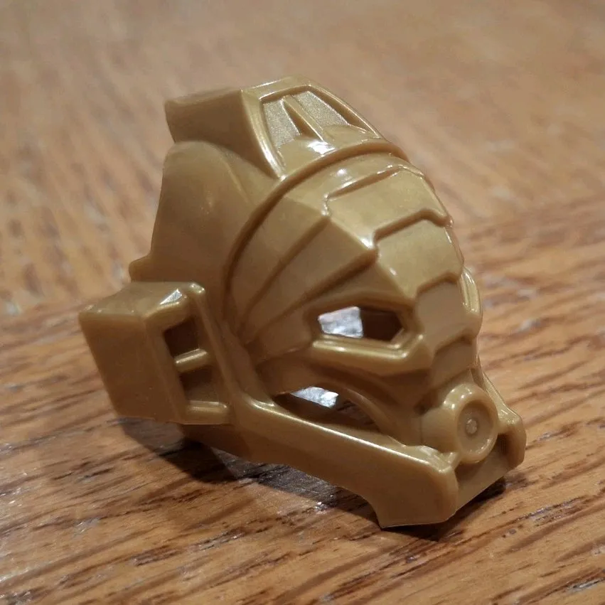 LEGO BIONICLE Gold Pohatu Mask / Helmet Piece Plastic Single Part 1 Piece