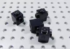 LEGO Lot of 4 Black 1x1 Modified Bricks w/ 2 Side Studs BH