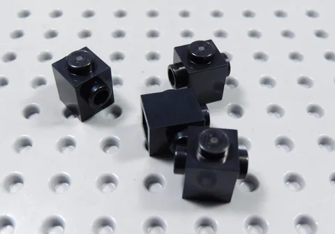 LEGO Lot of 4 Black 1x1 Modified Bricks w/ 2 Side Studs BH