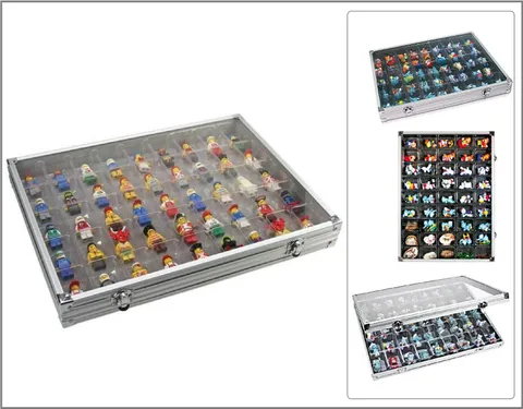 Lindner-4890-45-ALU-Sammelvitrinen-Setzkasten-45x-36x49x40mm-Für-Lego-Figuren