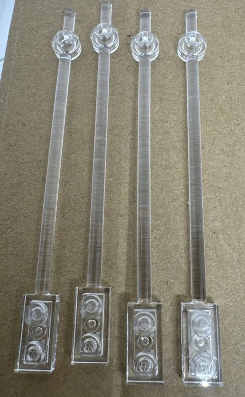 Lot Of 4 :LEGO 42445 Trans Clear Bar 12L 1 X 2 Plate End Solid Studs
