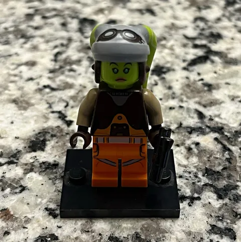 LEGO Alien/Space Pilot Minifigure w/ Helmet, Green Head-Tails, Orange Legs