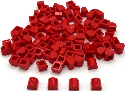 Lego 100 New Red Slopes Sloped Curved 1 x 1 x 2/3 Double Parts