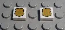 Lego Tile - Tile 1x1 White with Decor 2 Pieces