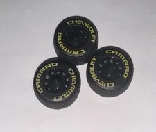 LEGO TECHNIC 49098pb01 10 Spoke Recessed Yellow CAMARO Rim BLACK Wheel - LOT 3