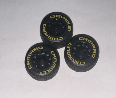 LEGO TECHNIC 49098pb01 10 Spoke Recessed Yellow CAMARO Rim BLACK Wheel - LOT 3