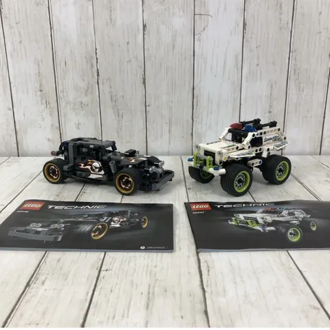 LEGO TECHNIC 42046 7 42047 Getaway Driver & Police Interceptor 100% Complete