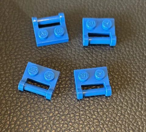 LEGO 1x2 Plate Modified with Handle on Side Blue Part 48336 Lot of 4