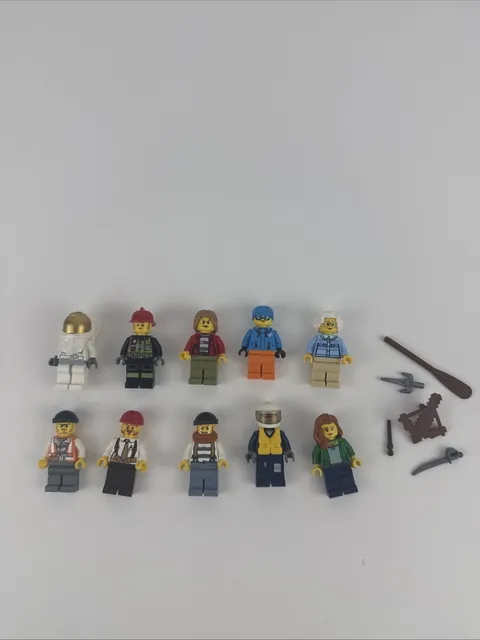 10 Lego CITY Minifigure Lot 10 Assorted People Citizens Workers w/ Accessories