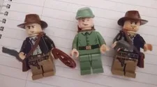 Lego (2) Indiana Jones Minifigs Whip Gun Satchel Minifigure (1) Russian Guard