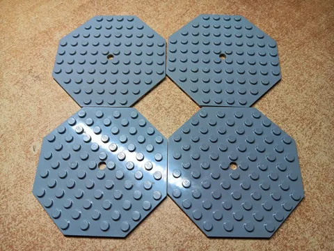 LEGO BULK LOT OF 4 LIGHT BLUISH GRAY MODIFIED PLATE 10X10 OCTAGONAL #89523