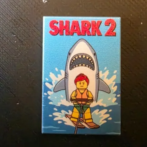 Jaws 2 Parody Movie Poster Custom printed original LEGO® brick 2x3 tile