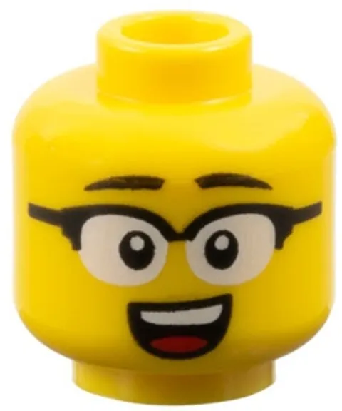 Lego NEW Female MINIFIG HEAD Yellow Glasses White Lenses Smile/Dizzy D207