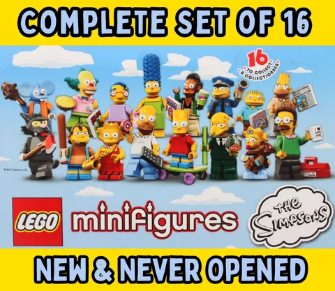 Complete Set of 16 Lego Minifigures The Simpsons CMF Series 1 (71005) New ！