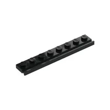 LEGO 20x Black Plate, Modified 1 x 8 with Door Rail inv.593