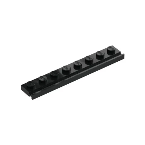 LEGO 20x Black Plate, Modified 1 x 8 with Door Rail inv.593