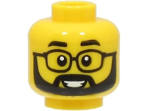 NEW LEGO Man Head Beard Glasses Excellent Smile Handsome Standard Yellow Face